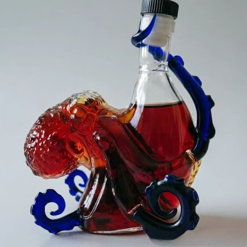 Vintage Collectible Glassware - ขวดเหล้าวิสกี้, ปลาหมึกยักษ์, ของตกแต่งบาร์สไตล์วินเทจ, ขวดไวน์, เครื่องแก้ว, ของสะสมงานศิลปะ,