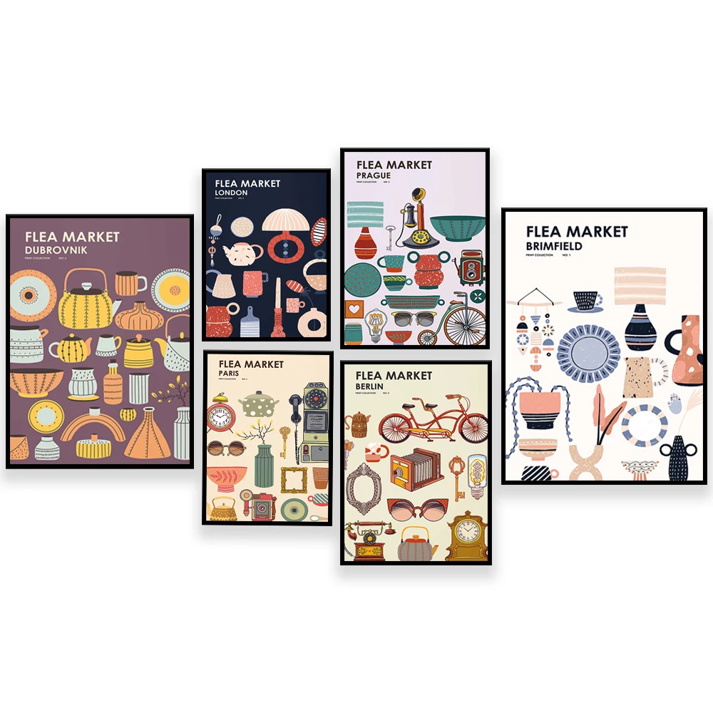 Vintage Collectible Market - คอลเลกชันงานพิมพ์ตลาดนัด ของเก่าวินเทจ โปสเตอร์ - ลอนดอน เบอร์ลิน
