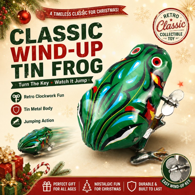 Vintage Collectible Toys - ของเล่นโลหะไขลานรูปกบกระโดดสไตล์วินเทจ ของสะสมย้อนยุค อุปกรณ์ตกแต่งงานปาร์ตี้ ของตกแต่งโต๊ะทำงานในบ้าน
