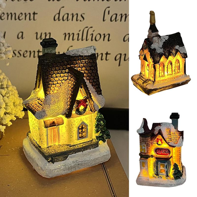 Collectible Vintage Lamps - คริสต์มาสบ้านหมู่บ้านวินเทจปลอมบ้านไร่สัปหงกความงามแบตเตอรี่ดําเนินการโคมไฟข้างเตียงสะสมอาคารตาราง