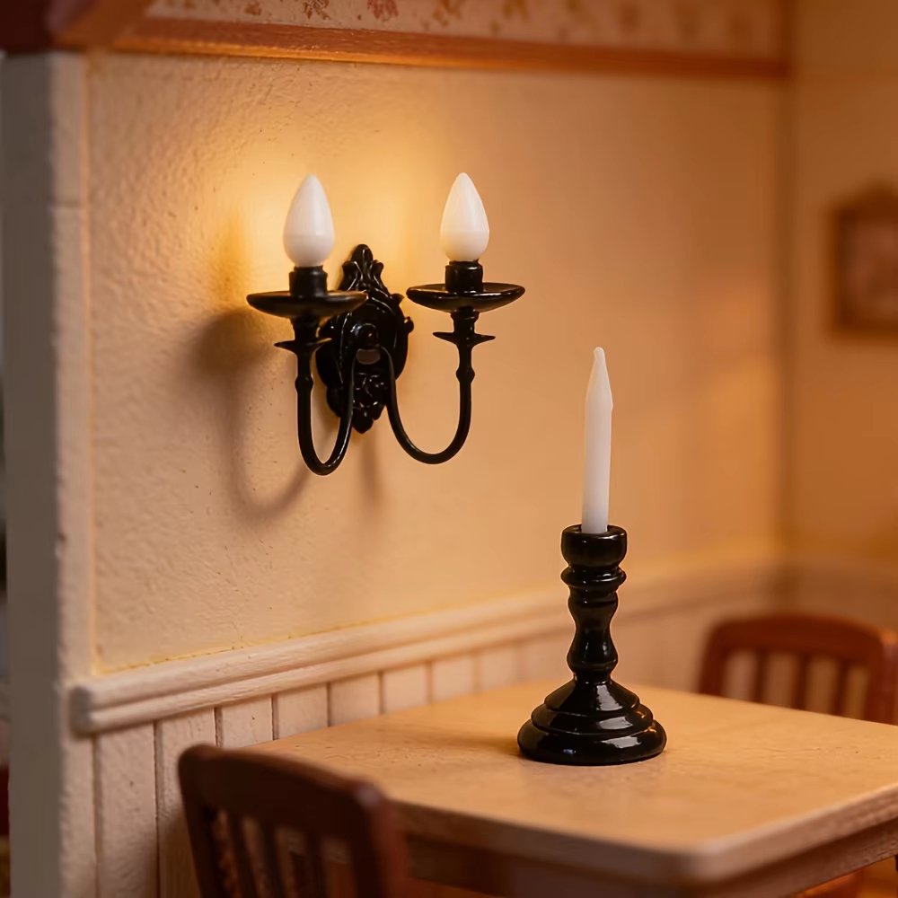 Collectible Vintage Lamps - โคมไฟติดผนังวินเทจแบบเทียน ขนาด 1:12 ของสะสมขนาดเล็กสำหรับตกแต่งบ้าน เหมาะสำหรับบ้านตุ๊กตา