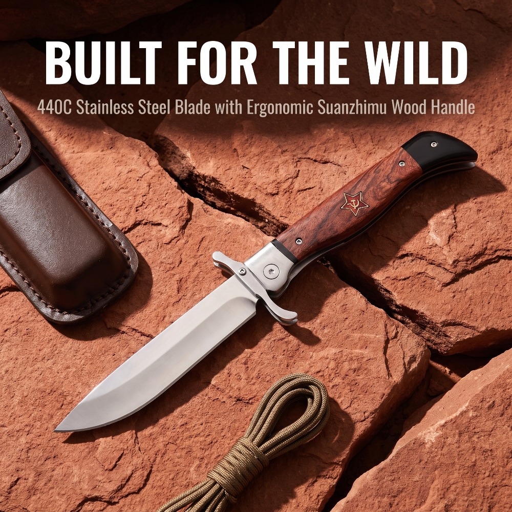 Vintage Collectible Knives - มีดพับวินเทจ ด้ามไม้ ใบมีดสแตนเลส มีดล่าสัตว์กลางแจ้ง อุปกรณ์สะสม EDC