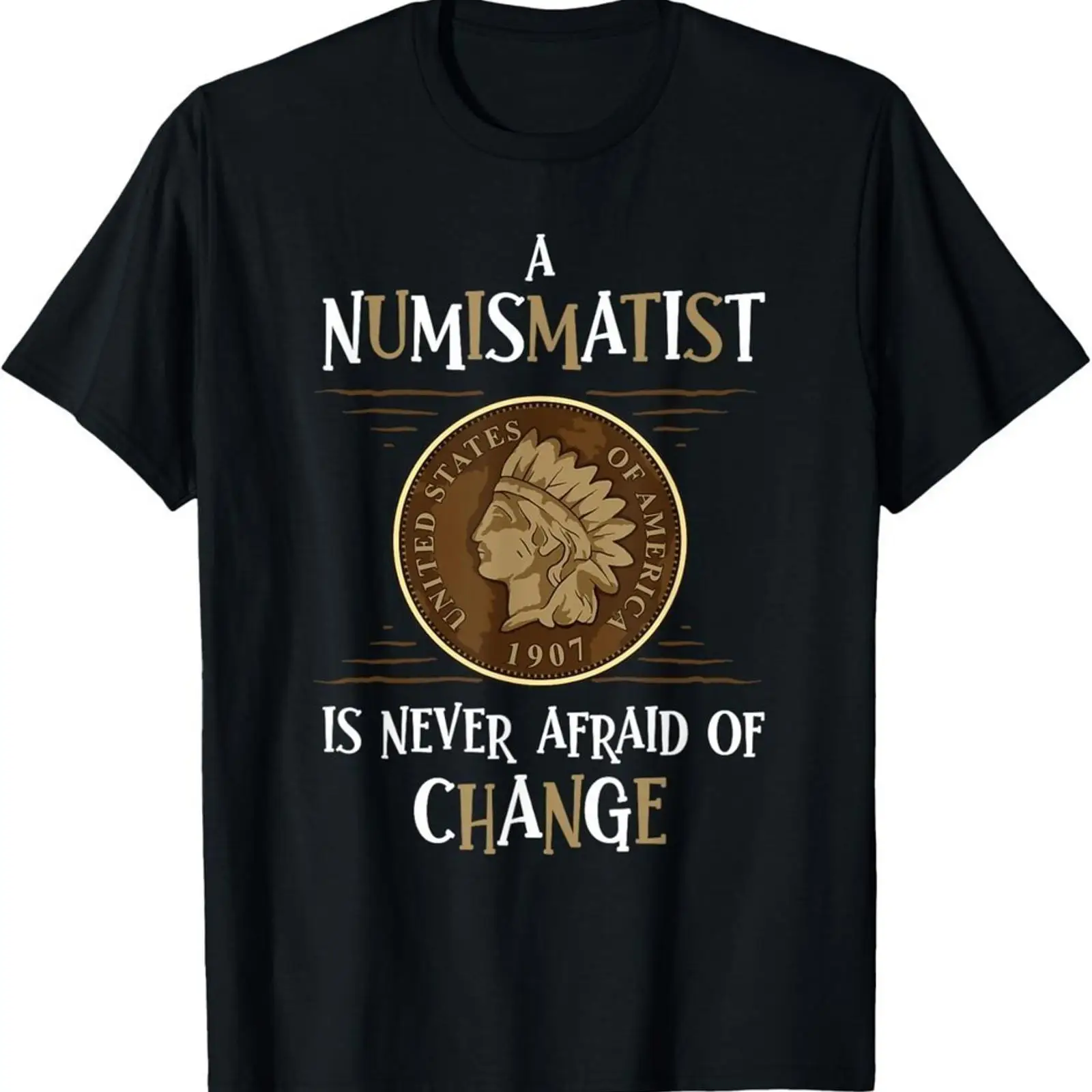 Vintage Collectible Coins - เสื้อยืดสีดำลายสะสมเหรียญ ดีไซน์สนุกสนาน ลายวินเทจ ซักแล้วยืดหยุ่น ใส่ได้ทุกเพศ ทุกขนาด